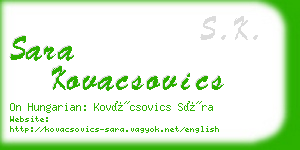 sara kovacsovics business card